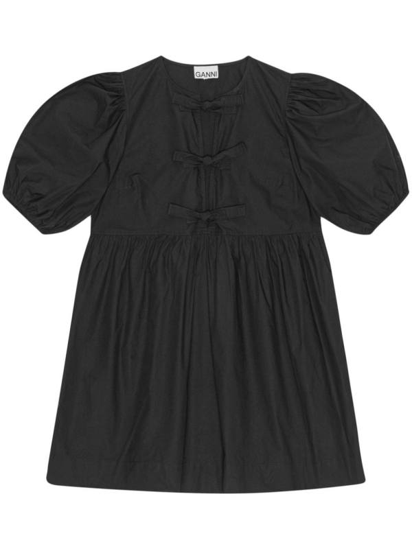Cotton Poplin Tie String Mini Dress