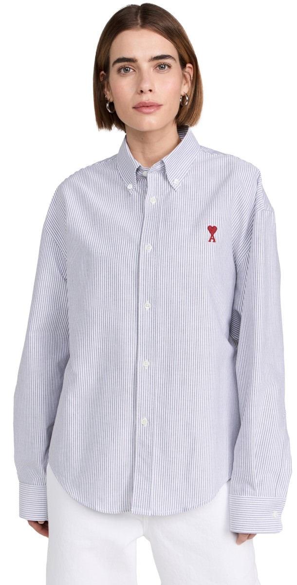 AMI Boxy Fit Unisex Shirt Black/Natural White/039