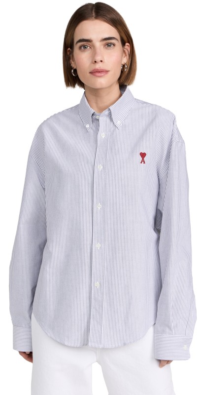 AMI Boxy Fit Unisex Shirt Black/Natural White/039
