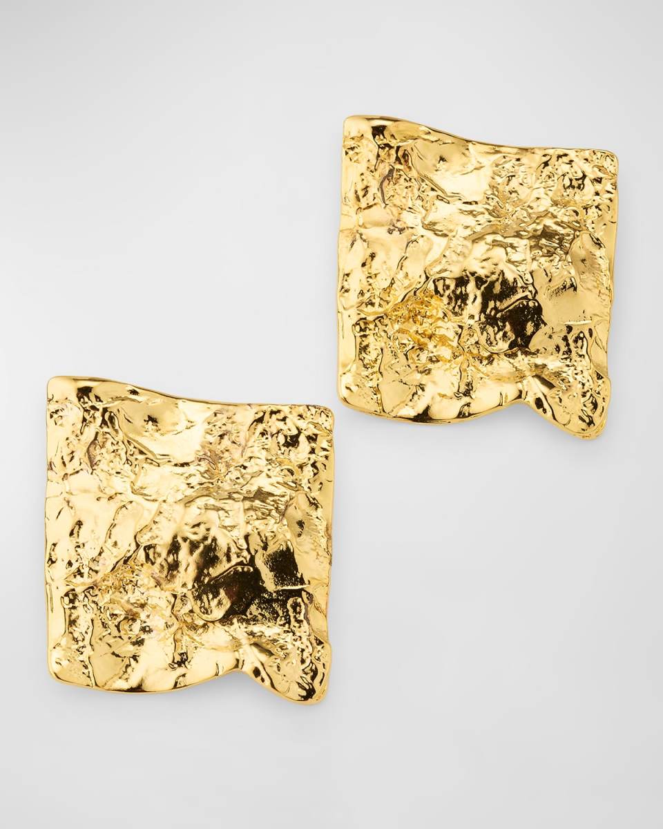 Bent Square Gold-Plated Earrings