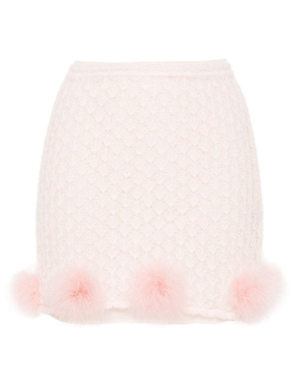 feather-trim knit skirt