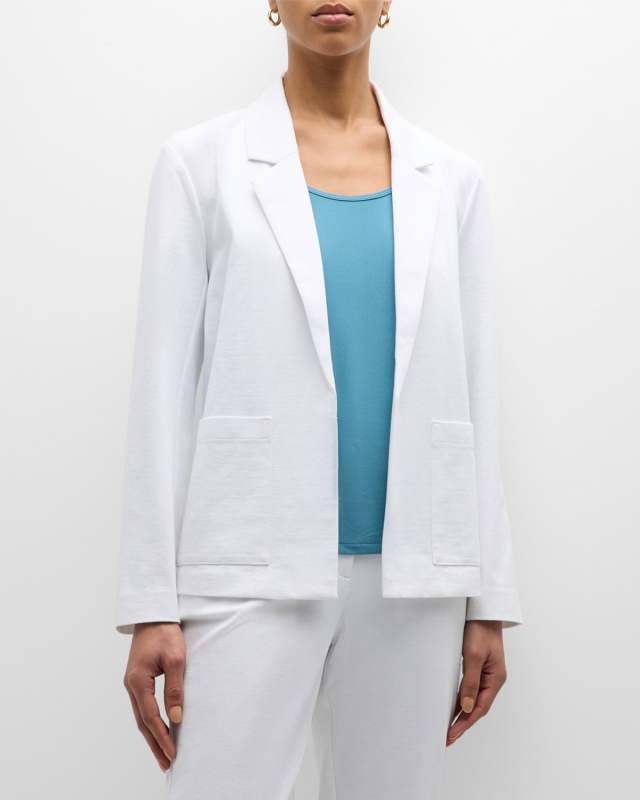 Petite Open-Front Cotton Ponte Blazer