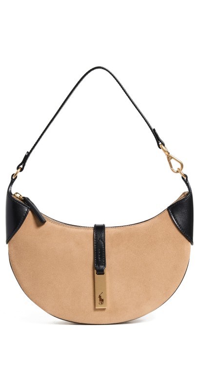 Polo Ralph Lauren Suede Shoulder Bag Light Tan/Black
