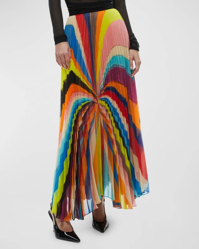Pomelo Stripe Katz Pleated Maxi Skirt