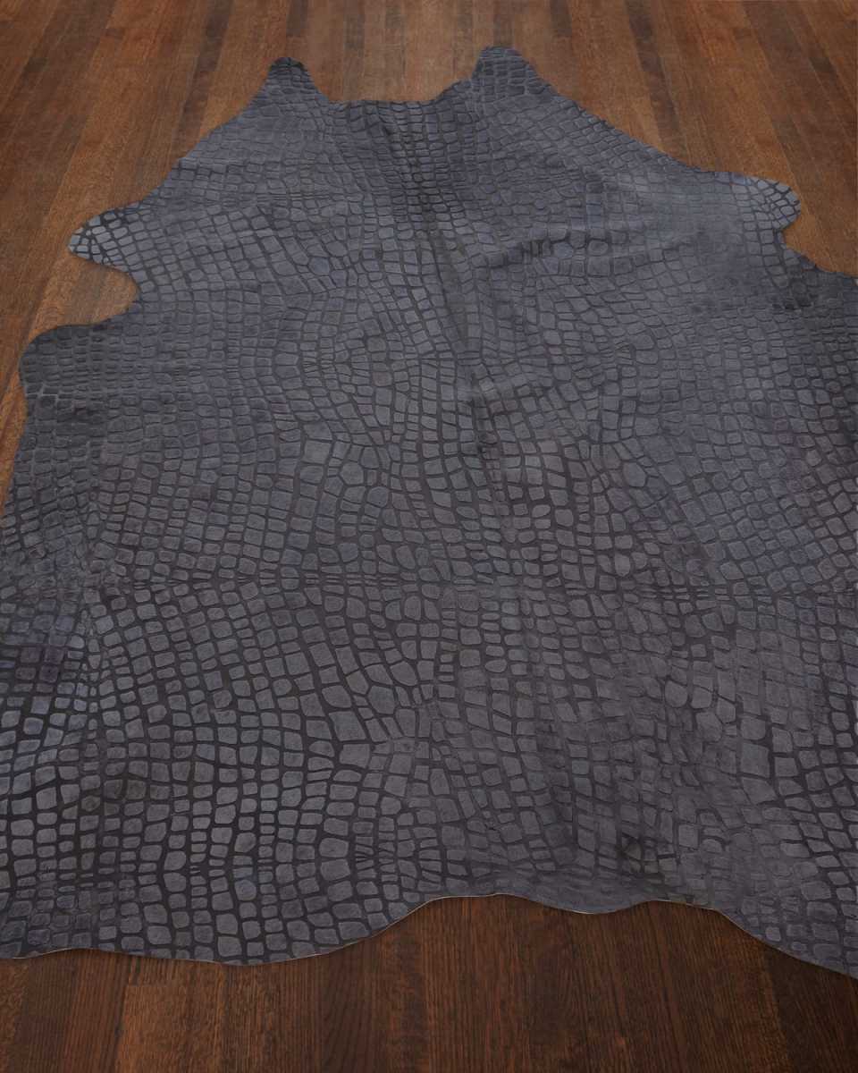 Aretha Croc-Stamped Hair-on-Hide Rug, 5' x 7'