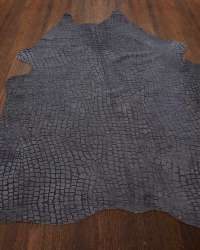 Aretha Croc-Stamped Hair-on-Hide Rug, 5' x 7'