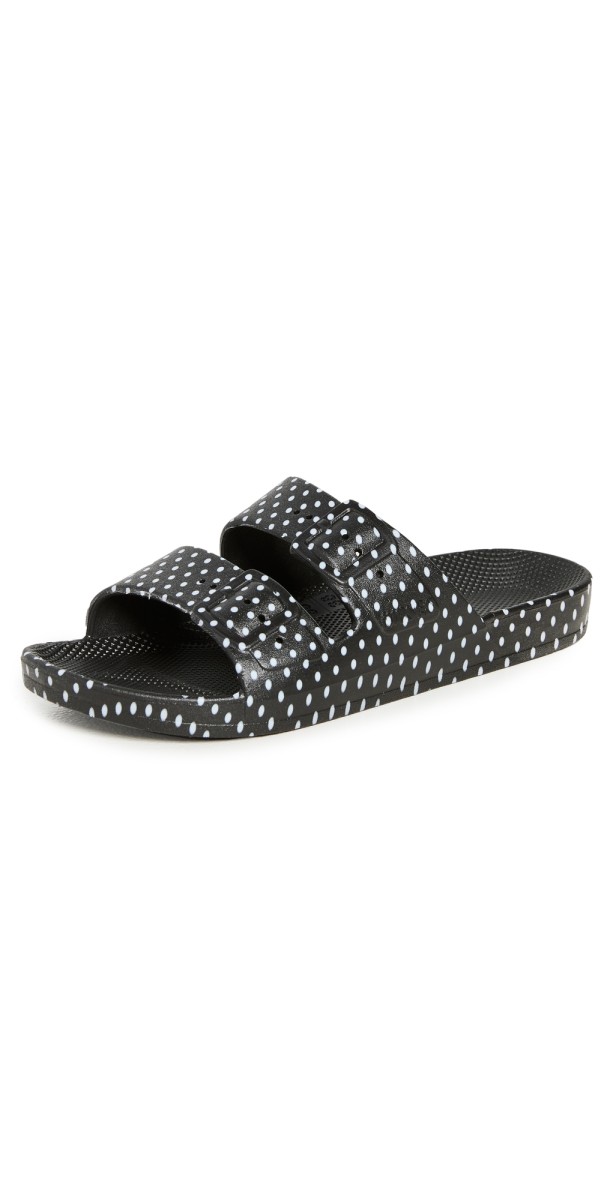 Freedom Moses Moses Two Band Slides Black/Polka Dot