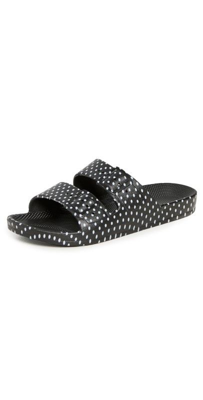 Freedom Moses Moses Two Band Slides Black/Polka Dot