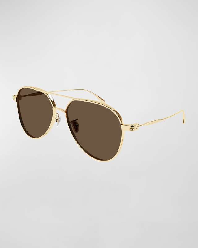Skull Embellished Metal Aviator Sunglasses