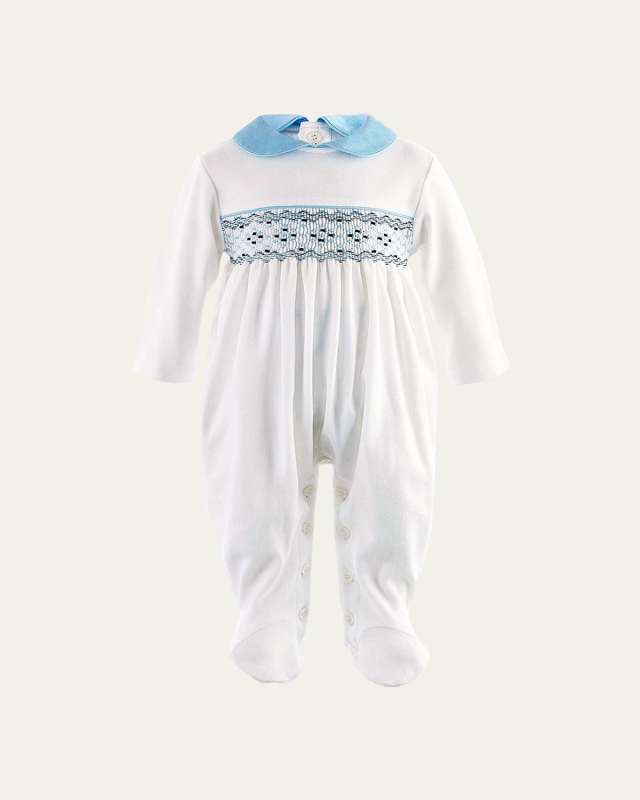 Boy's Smocked Footed Coverall, Size Newborn-