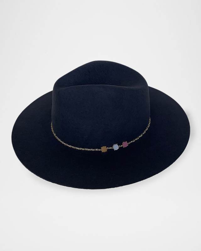 Angele Merino Wool Fedora With Embellished Chain