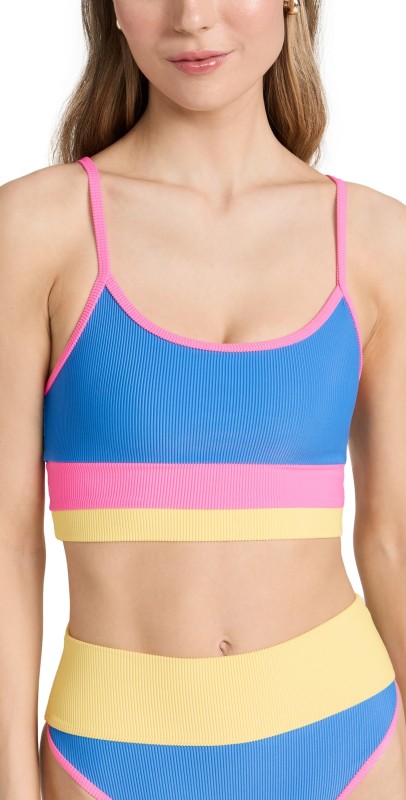 Beach Riot Eva Bikini Top Coral Reef Colorblock