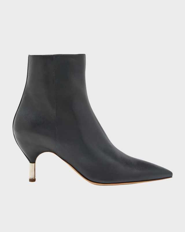 Valeria Leather Zip Ankle Booties