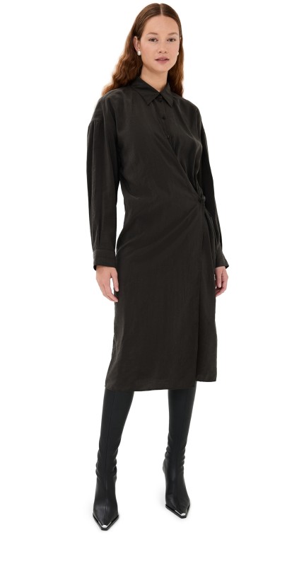 Lemaire Straight Collar Twisted Dress Dark Espresso
