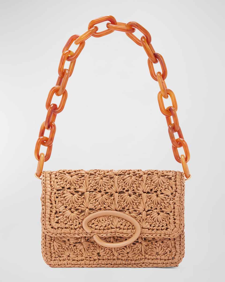 O Pochette Raffia Shoulder Bag