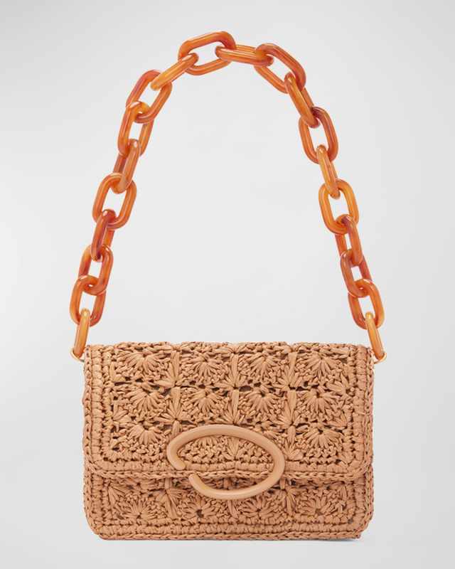 O Pochette Raffia Shoulder Bag