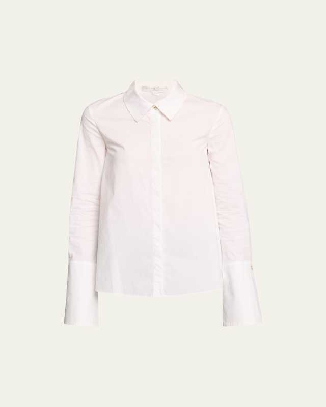 Verena Stretch Cotton Button-Front Top