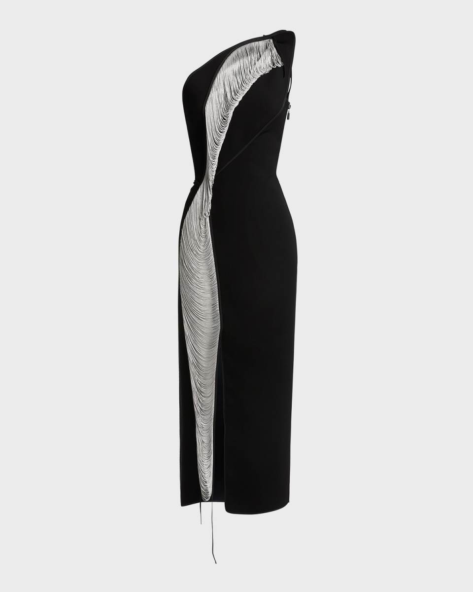Sacrifice Sheath Dress with Fringe Detail