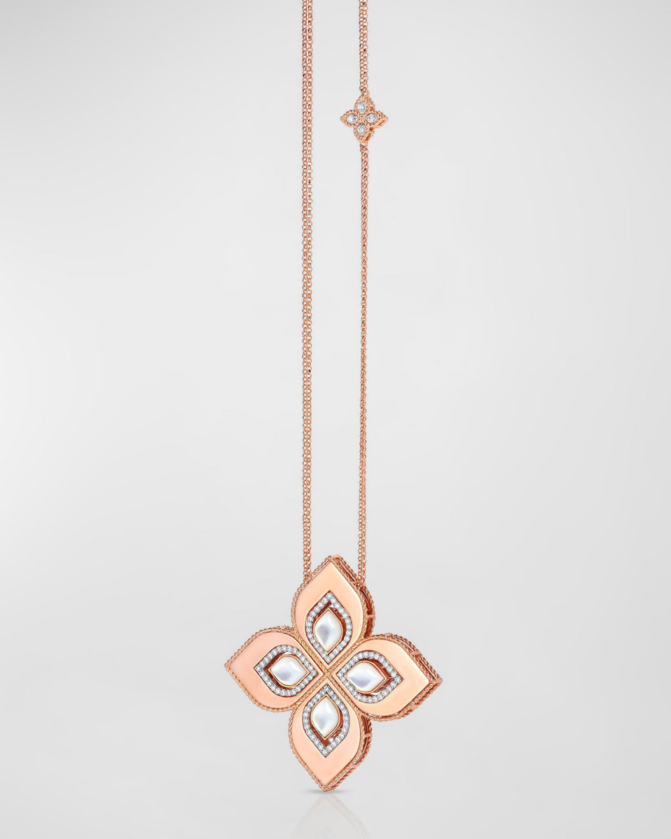 Venetian Princess 18k Rose Gold Mother-of-Pearl Cutout Necklace with 2" Pendant