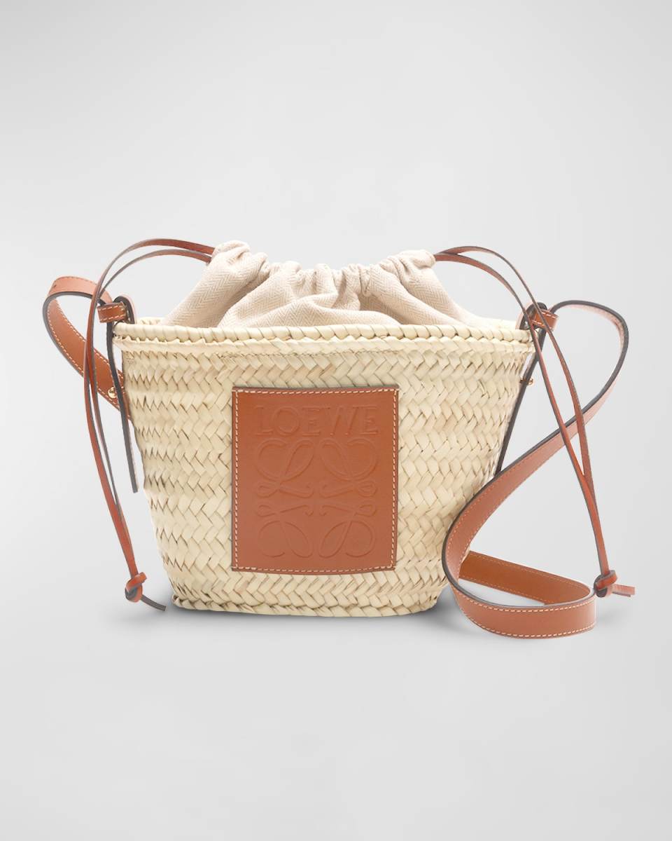 x Paula's Ibiza Pochette Bag in Raffia with Drawstring Pouch and Leather Strap