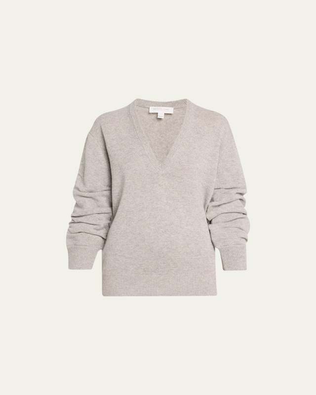 Cashmere Push-Sleeve Knit Sweat