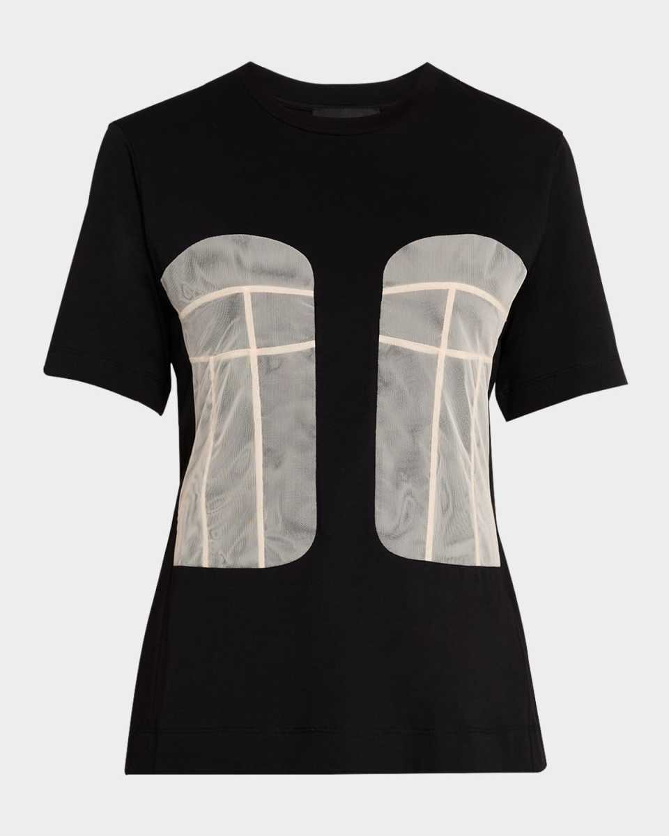 Bustier Paneled Short-Sleeve T-Shirt