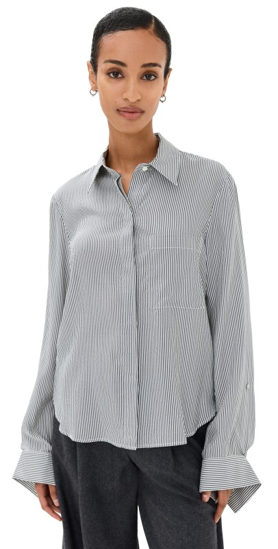 TWP Boyfriend Shirt White/Grey