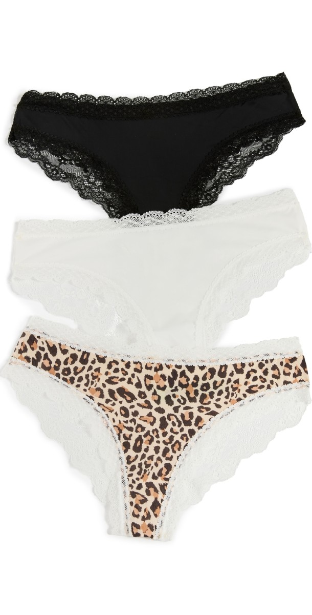 Honeydew Intimates Aiden 3 Pack Hipster Panties Black/White/Leopard