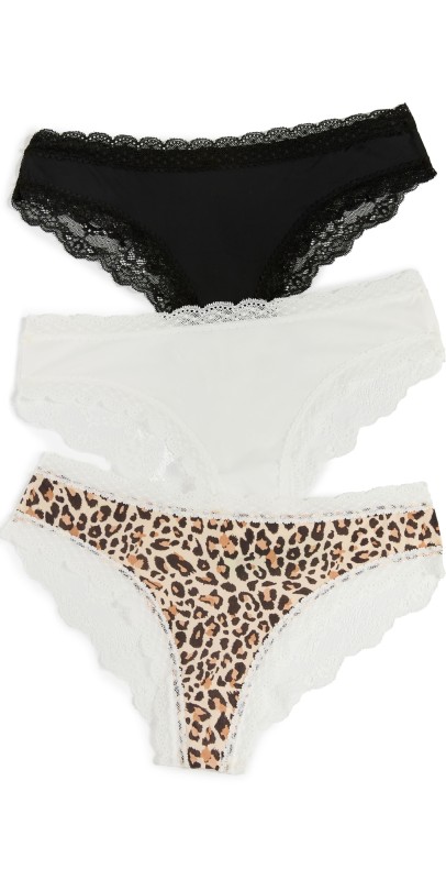Honeydew Intimates Aiden 3 Pack Hipster Panties Black/White/Leopard