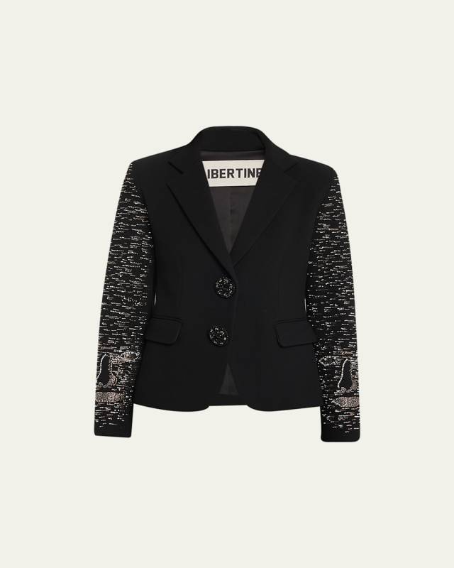 Bark Man Embellished Short Blazer Jacket
