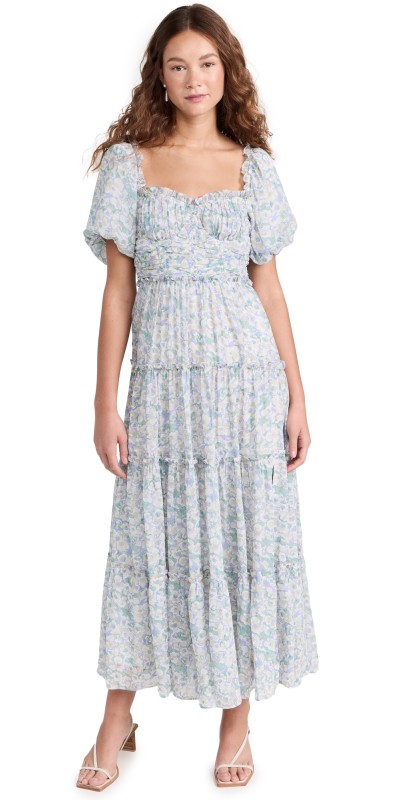 ASTR the Label Prina Dress Blue Green Floral