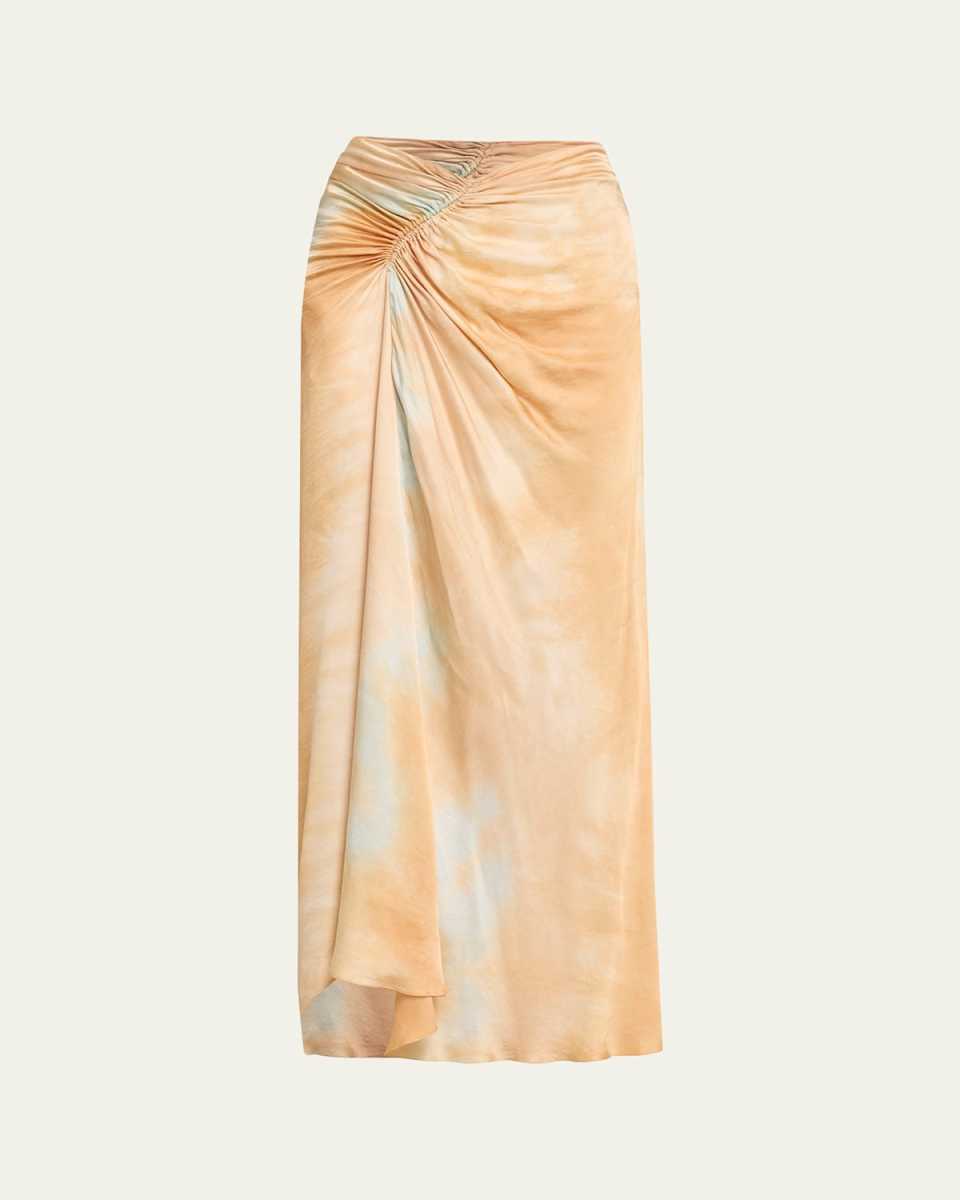 Grace Ruched Tie-Dye Maxi Skirt