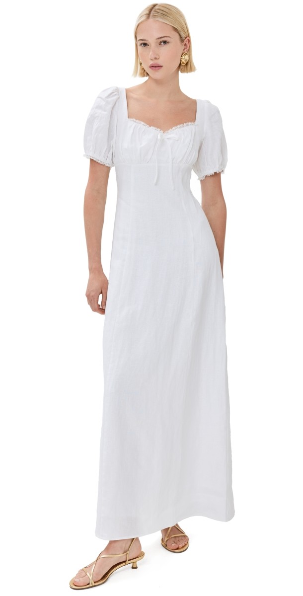 Reformation Cherise Linen Dress White