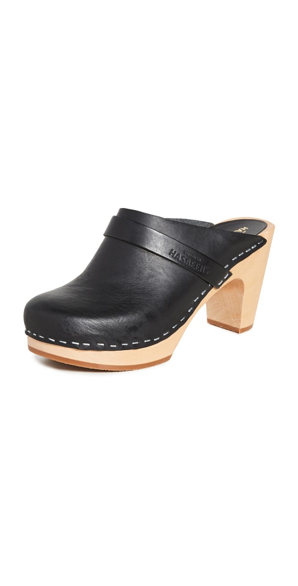 Swedish Hasbeens Slip In Classic Clogs Black