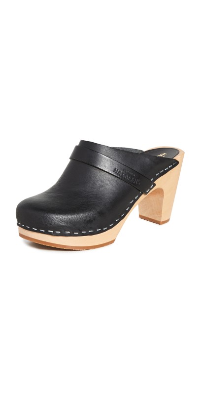 Swedish Hasbeens Slip In Classic Clogs Black