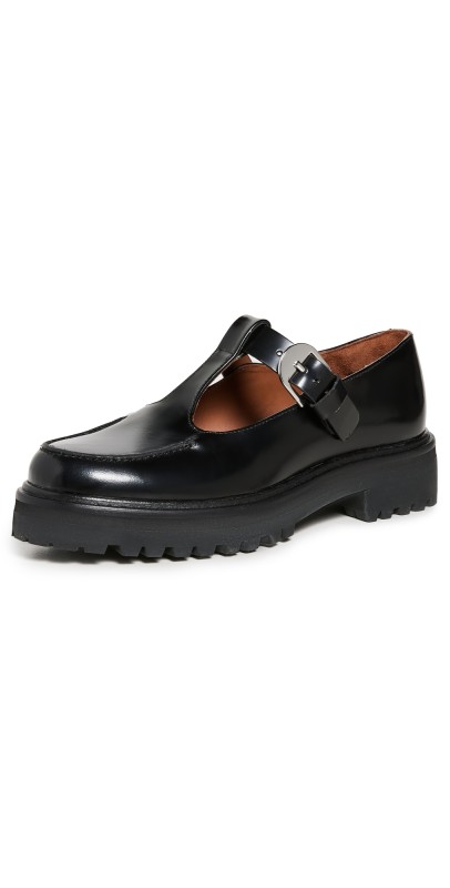 Reformation Abalonia Chunky Mary Jane Loafers Black