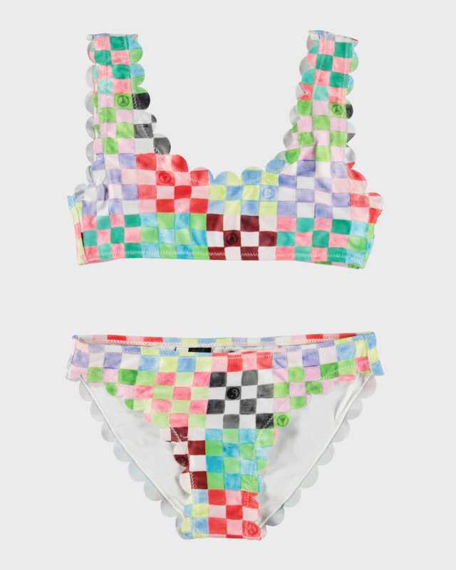 Girl's Nolina Scallop-Trim Bikini, Size 3T