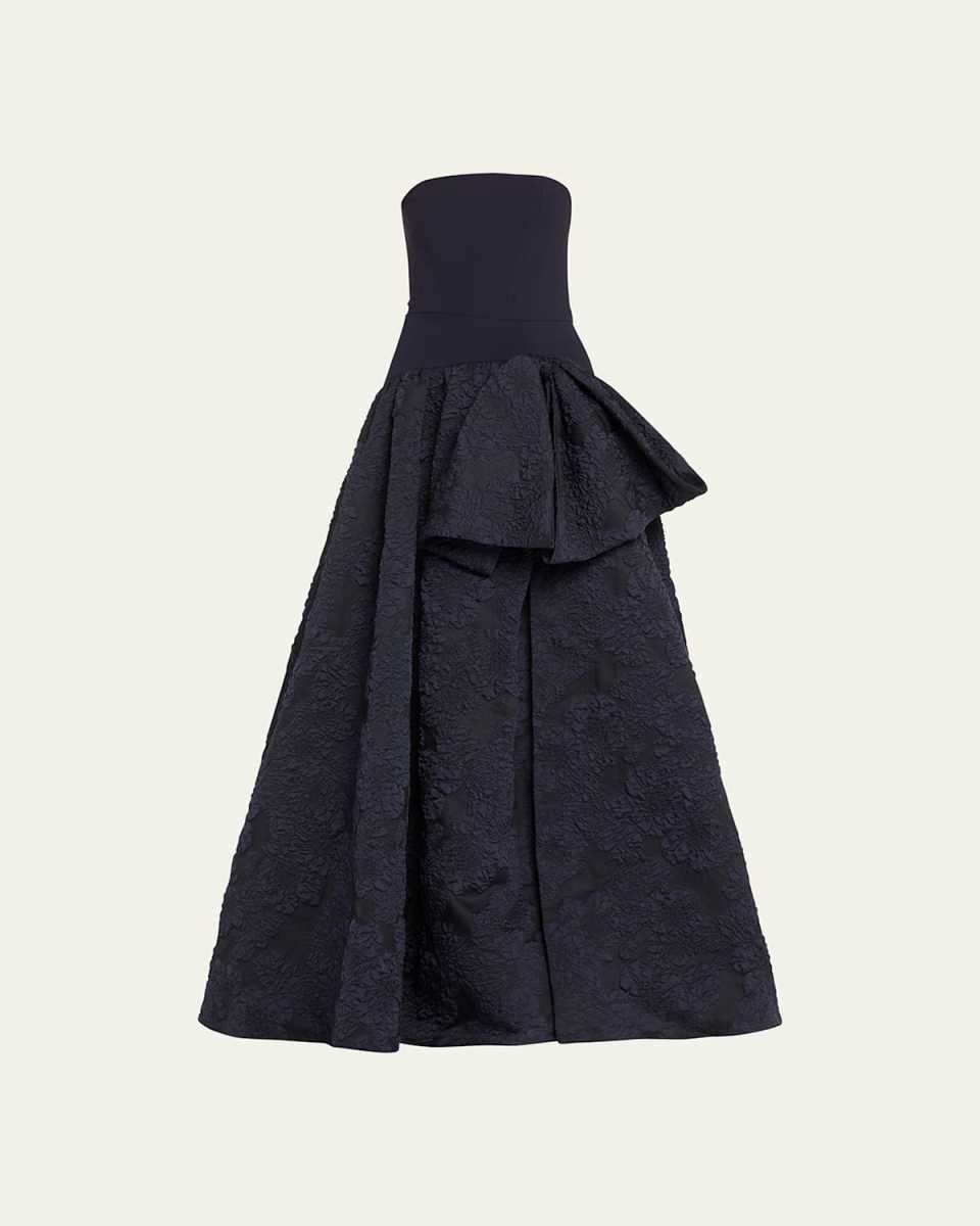 Calathea Strapless A-Line Jacquard Crepe Gown