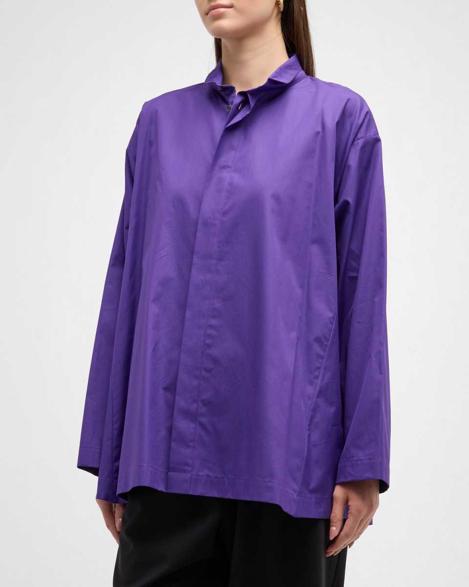 Side Paneled Shirt with Double Stand Collar Long