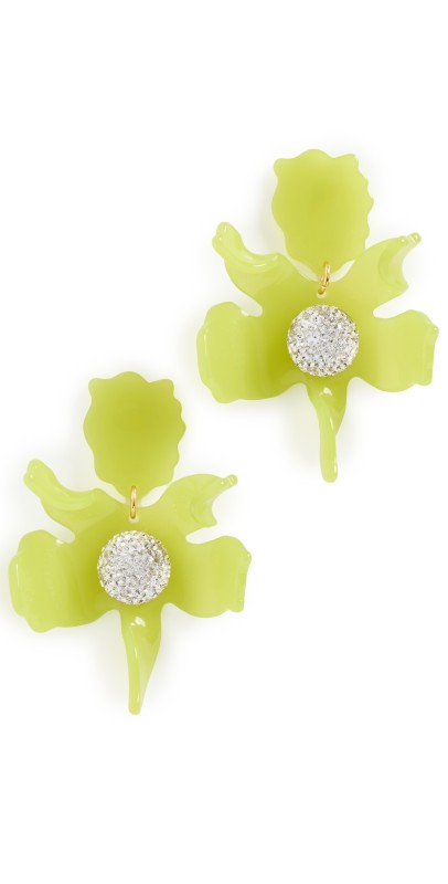 Lele Sadoughi Crystal Lily Earrings Chartreuse 300