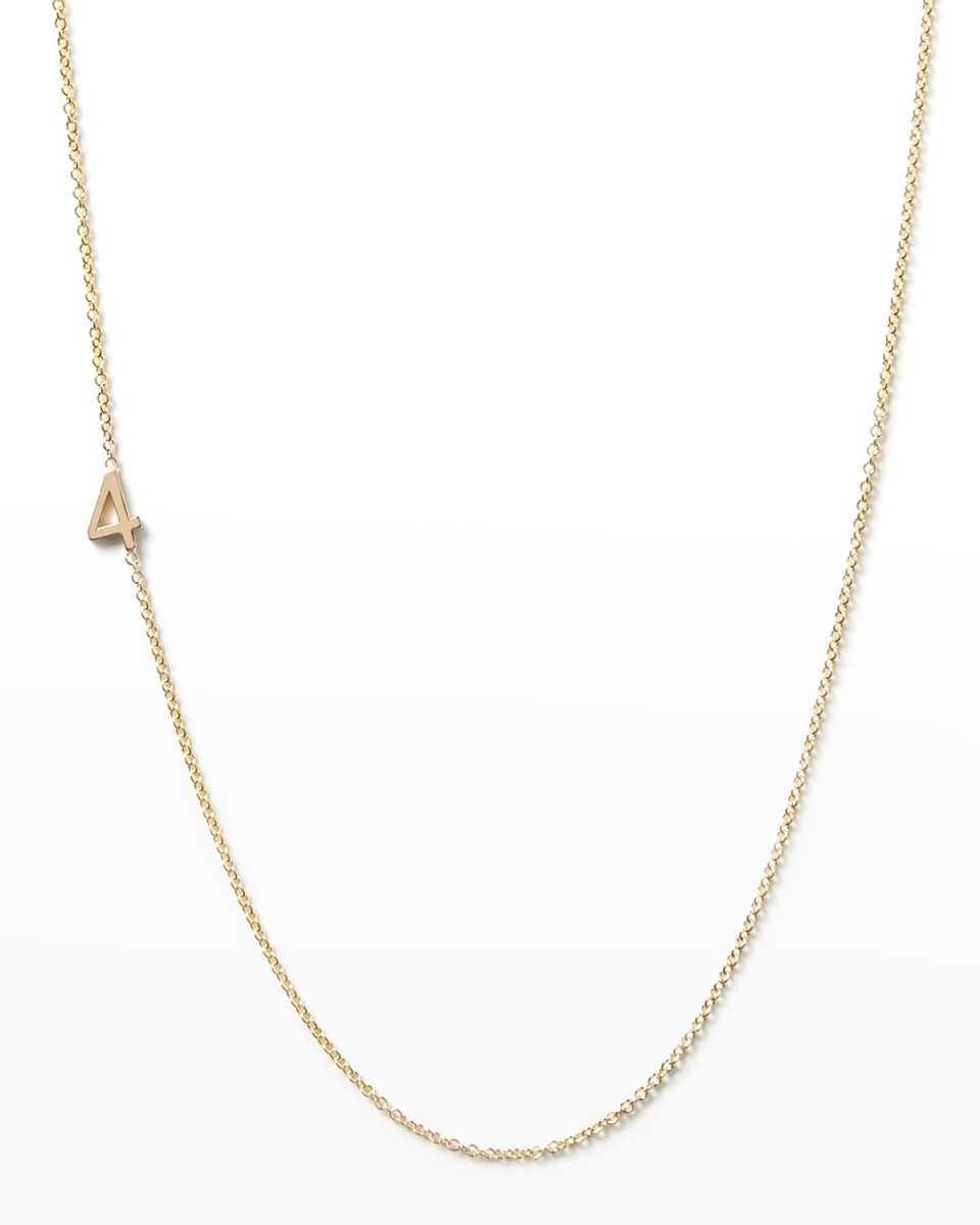 Mini Number Necklace, Yellow Gold