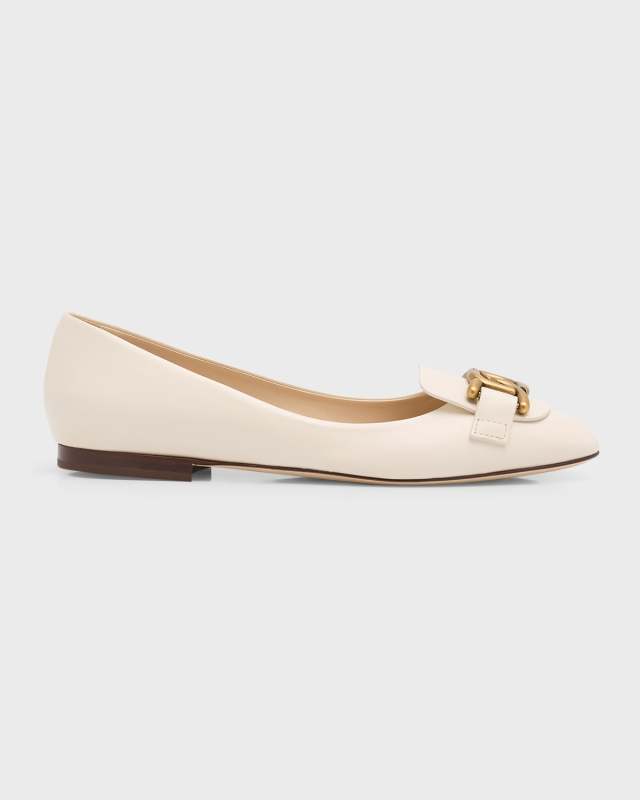 Leather Chain Ballerina Flats
