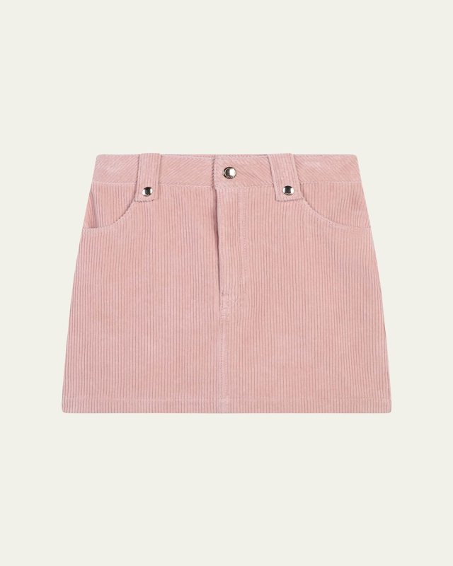 Girl's Corduroy Logo Embroidered Skirt, Size 8-14