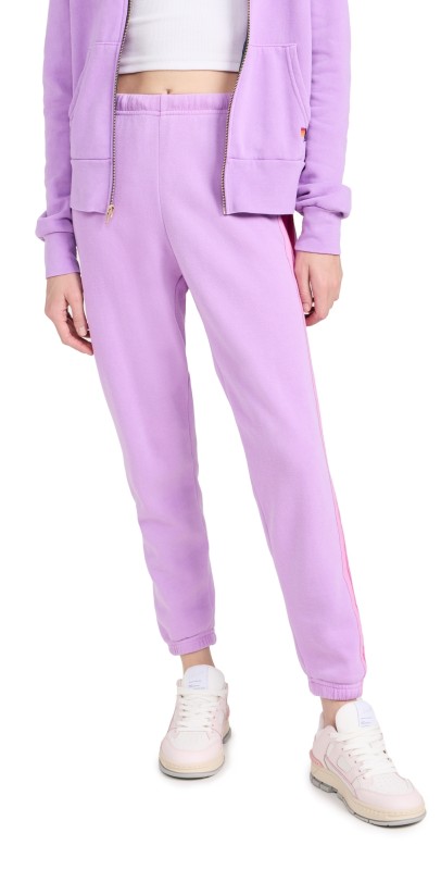 Aviator Nation 5 Stripe Sweatpants Neon Purple/Pink Purple