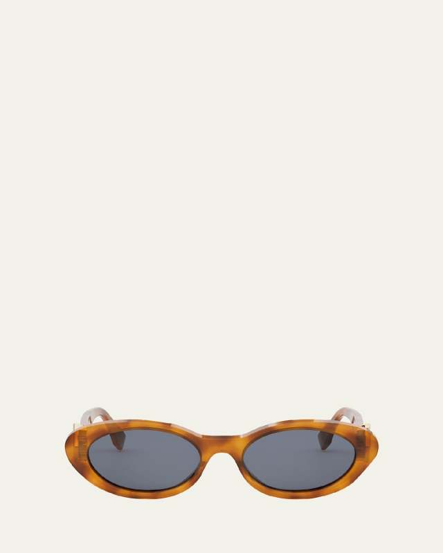 Fendi Diamond Black Acetate Oval Sunglasses