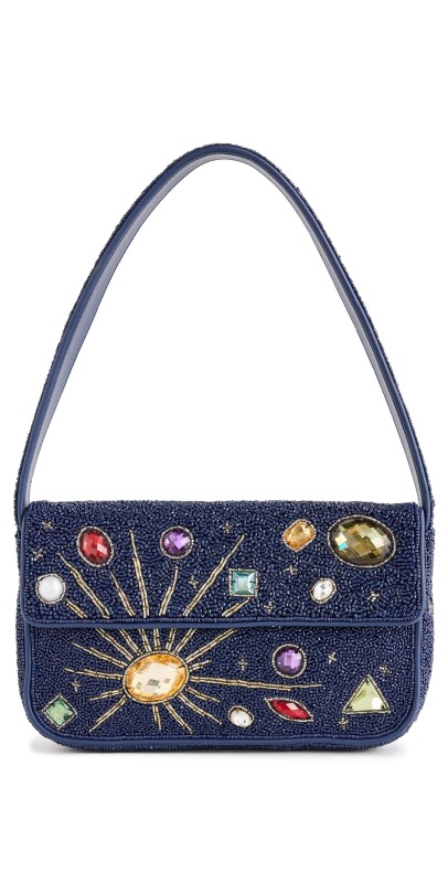 STAUD Tommy Beaded Bag Navy Celestial