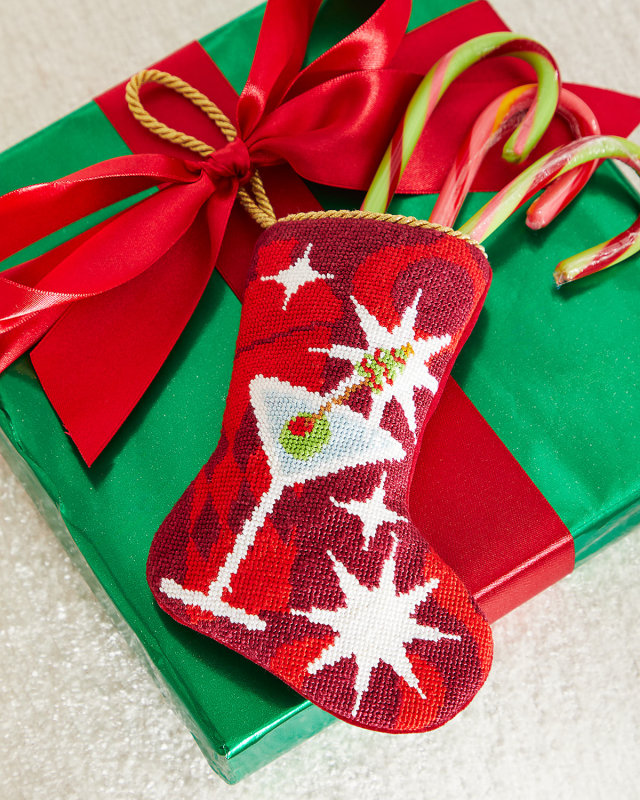 "Red Holly Jolly Molly Martini" Mini Bauble Stocking
