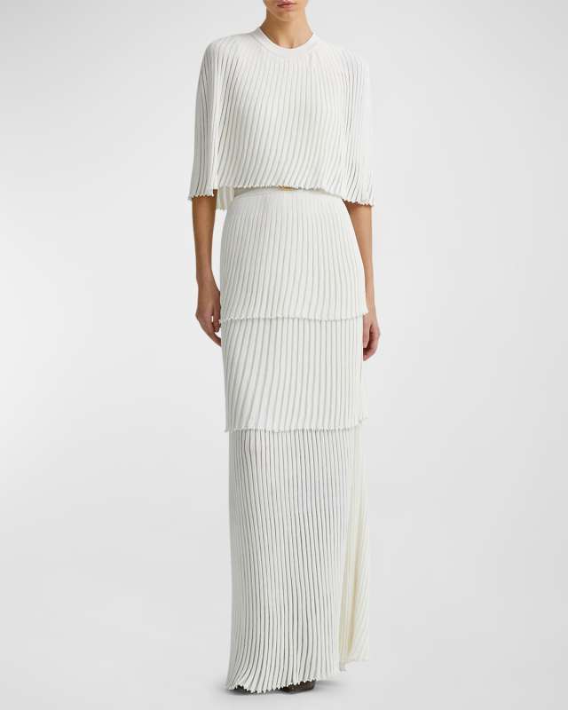 Aerial Tiered Rib Cape Maxi Dress