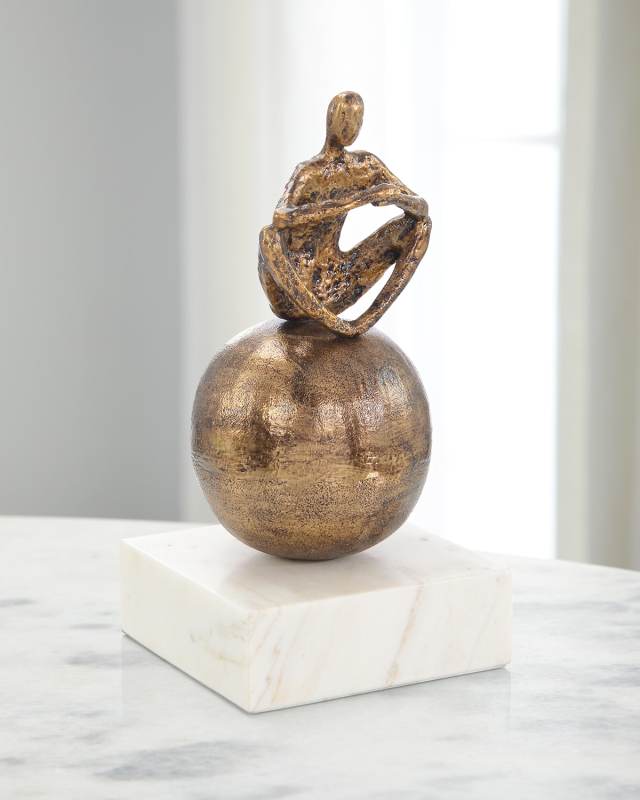 Meditation Sculpture on Marble, Nickle