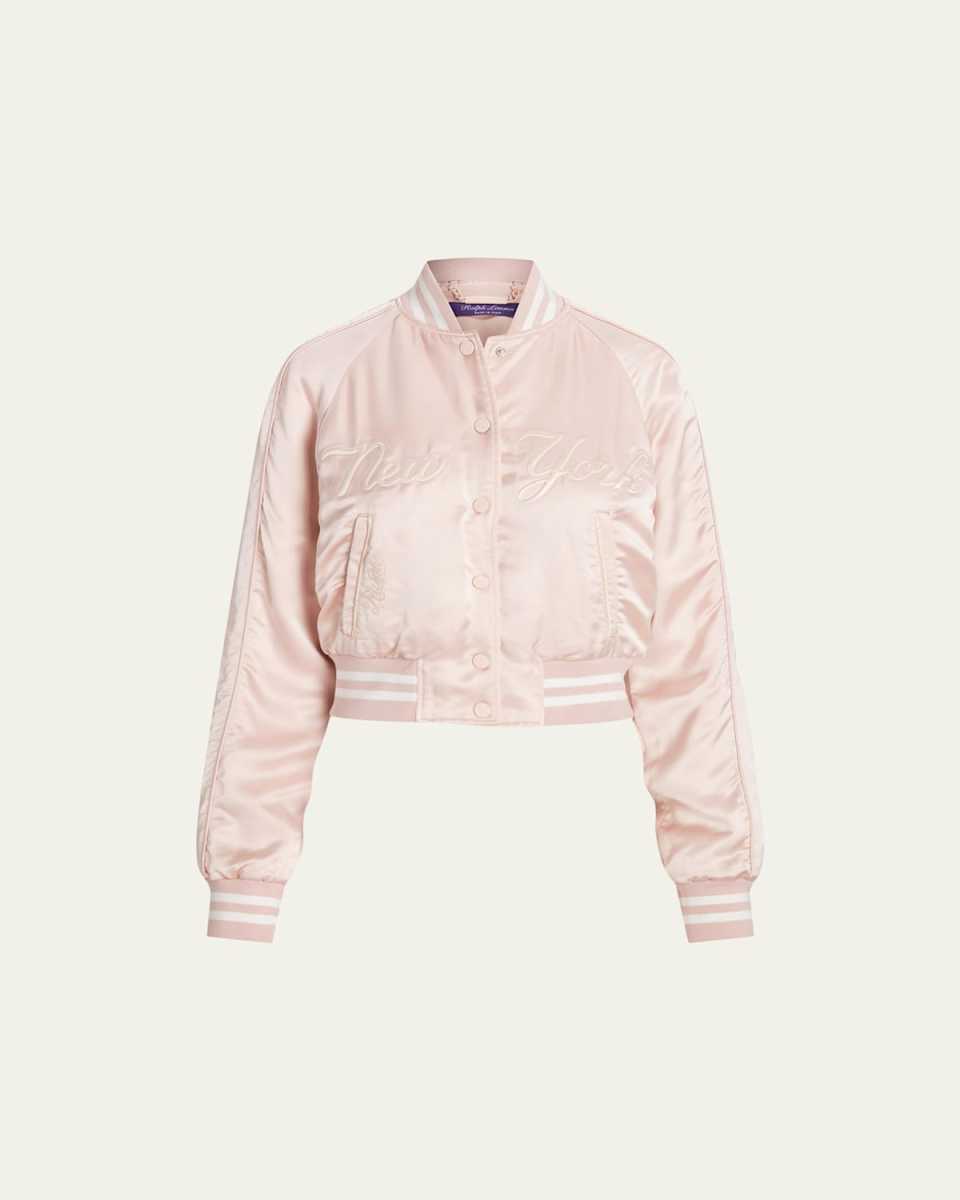 Parson Logo Embossed Satin Bomber Jacket
